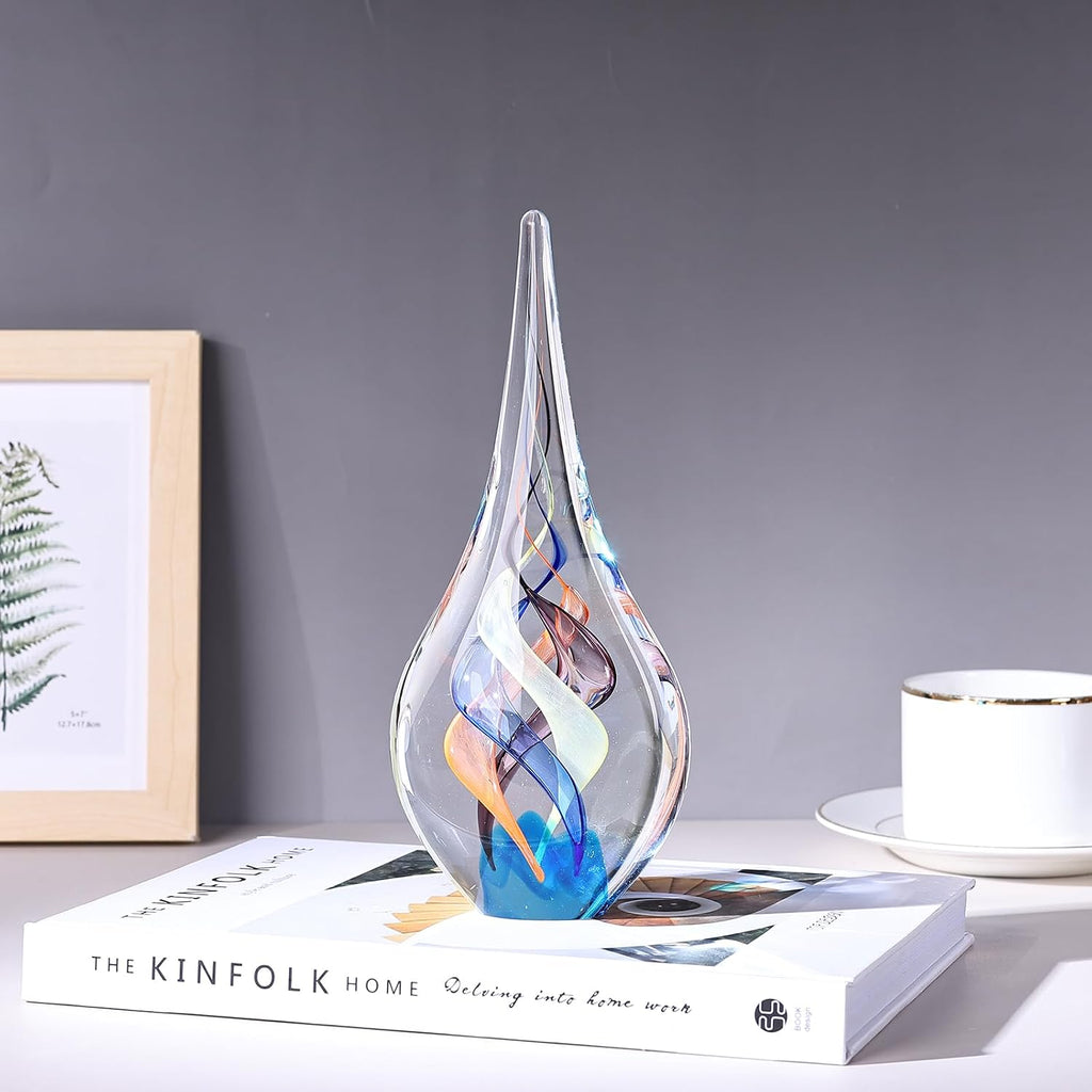 Hand Blown Glass Sculpture, Unique Mediterranean Style Decor, with Crystal-Like Finish, Decorative