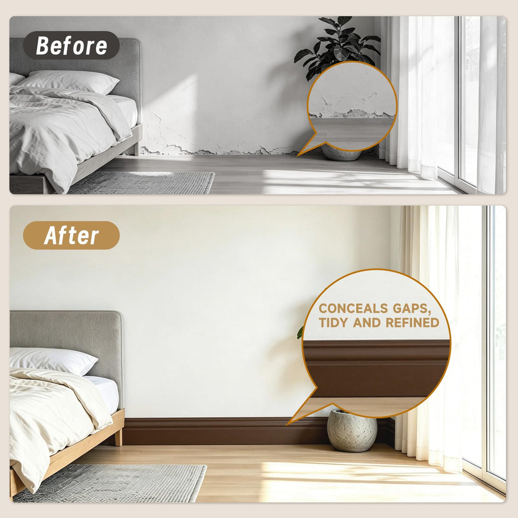 20Ft Wall Baseboard Molding Trim, 3D PVC Skirting Board,Wall Base Cove Base