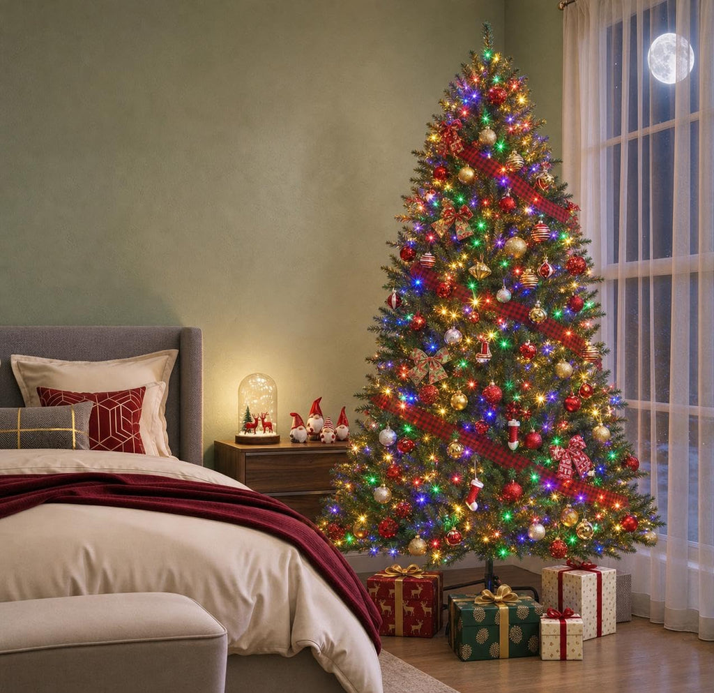 6 ft Artificial Christmas Tree Prelit, PVC Xmas Tree