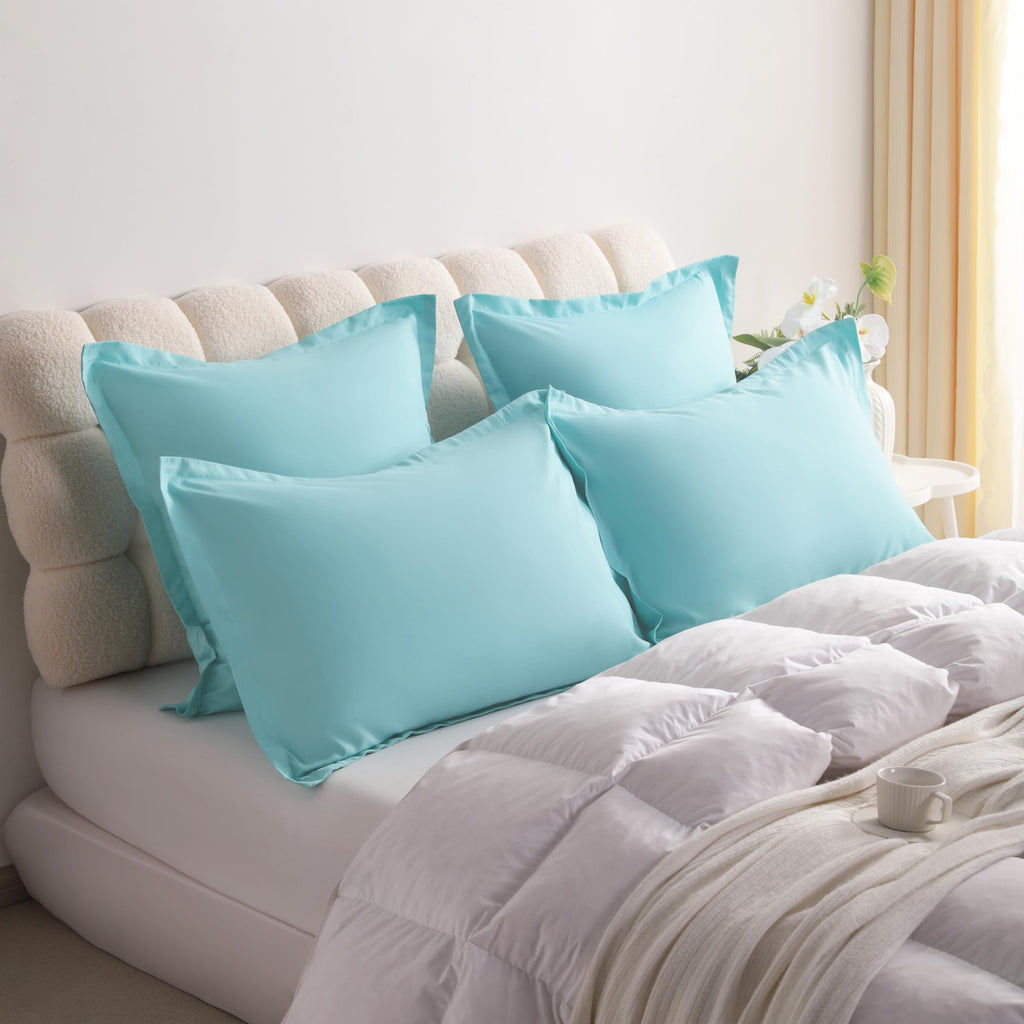 Euro Pillow Shams, Set of 2, Microfiber, Light Blue
