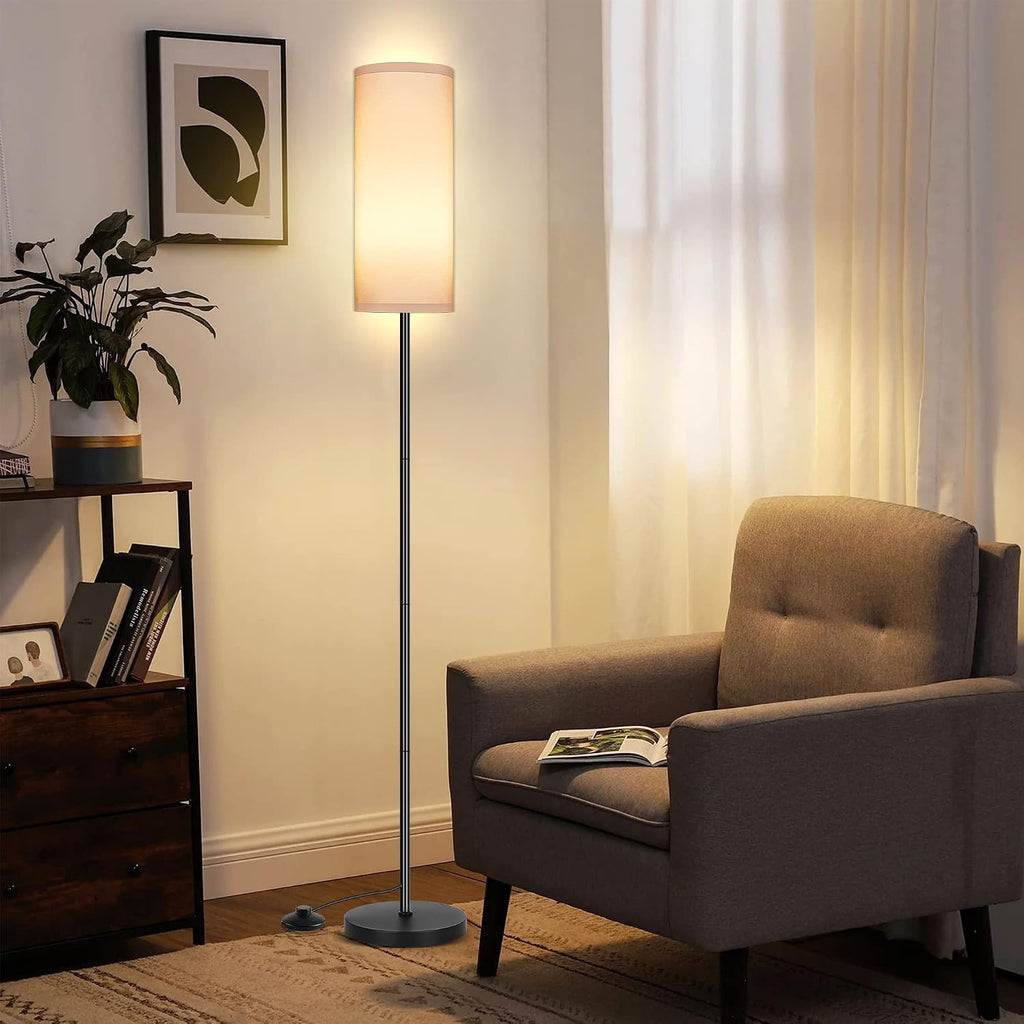 Modern Standing Lamp with Lampshade, Minimalist Tall Lamp with Foot Switch for Living, Bedroom, Kids Room, Office