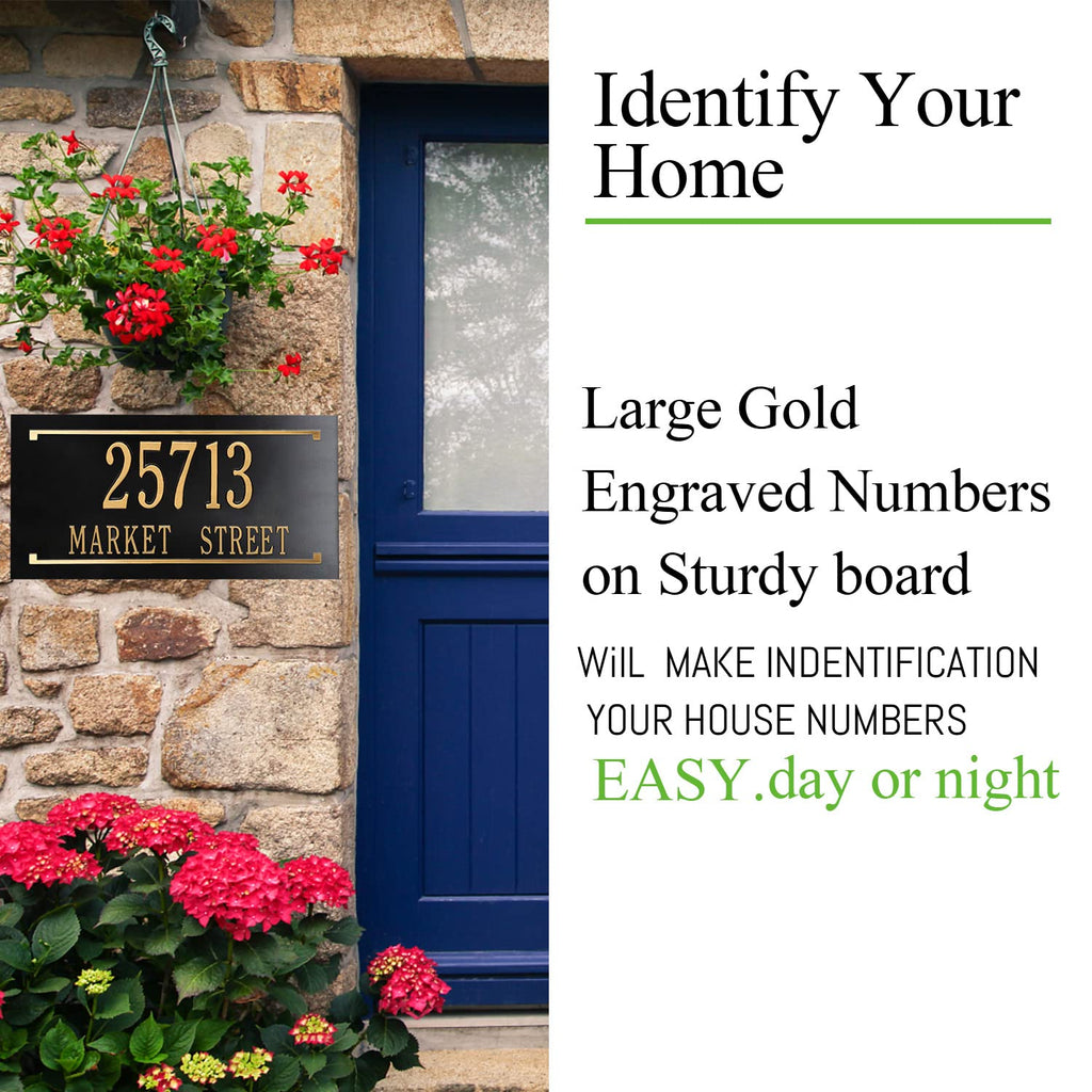 Plaque, Modern Outdoor House Number Sign for Wall, Weatherproof Aluminum Address Sign & Mailbox, Easy Install with