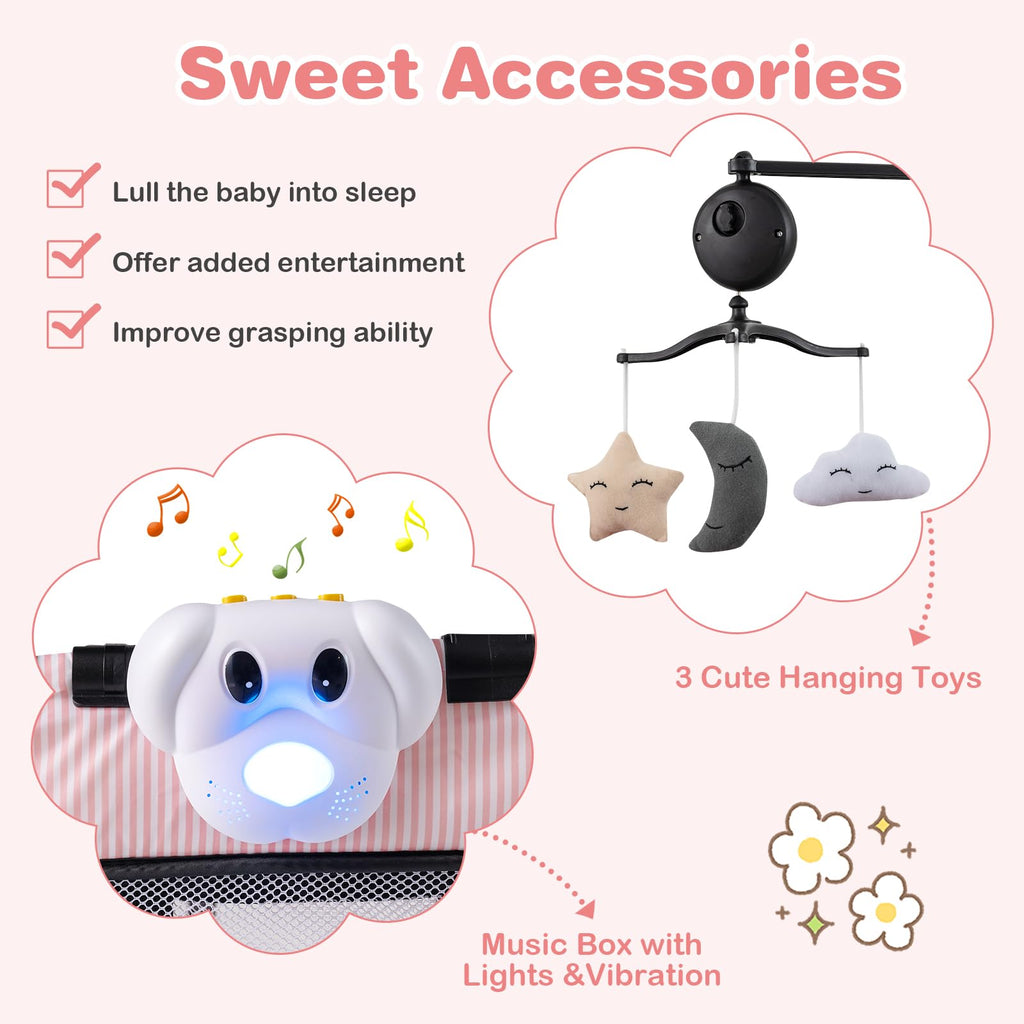 3 in 1 Play Yard, Portable Baby Playard w/Bassinet