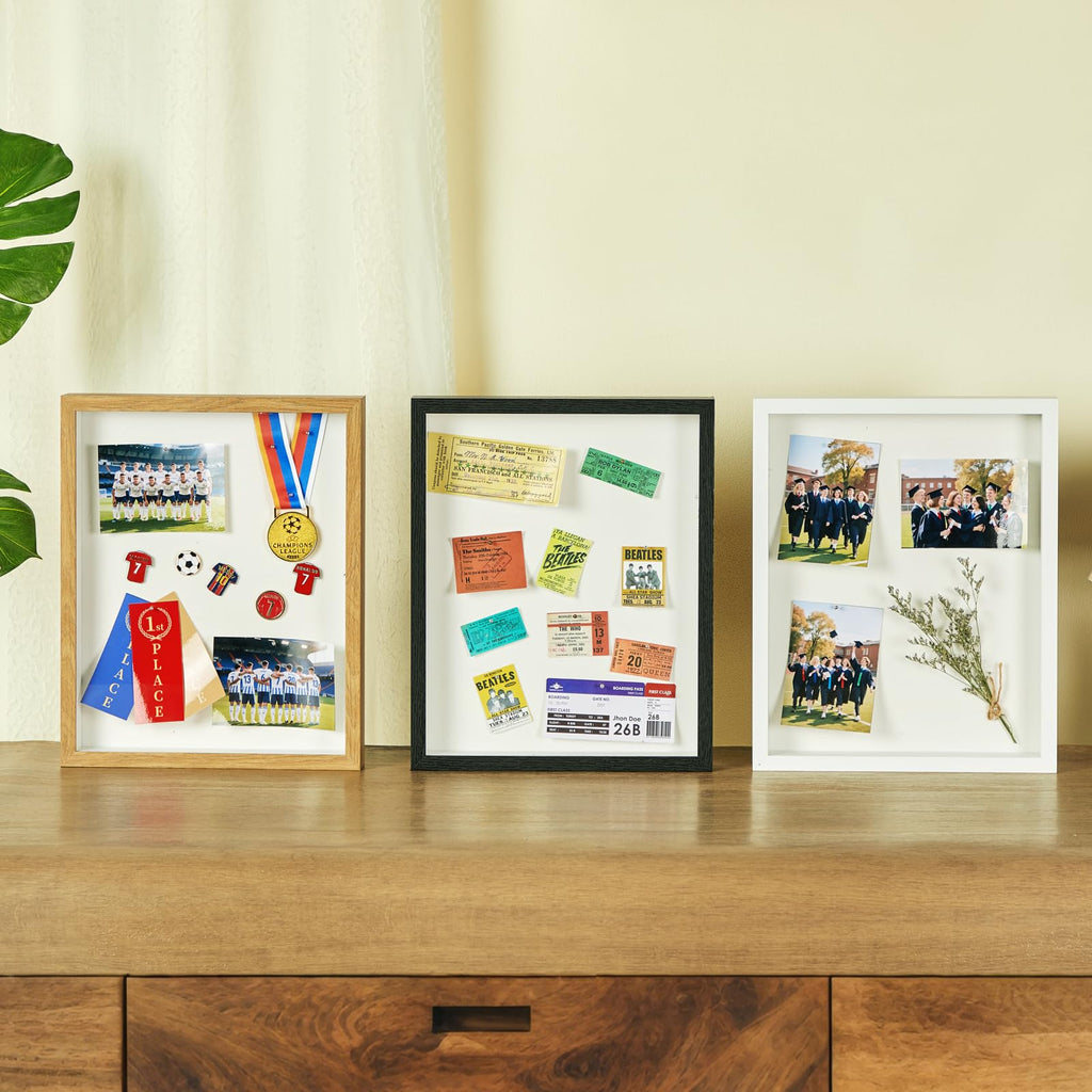 11x14 Shadow Box Frame with Shatterproof Clear Glass & Push Pins