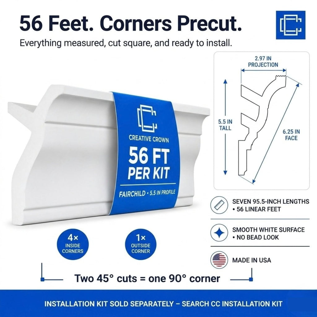 Fairchild LED Foam Molding Kit, 56 Ft 5.5in, Precut Corners