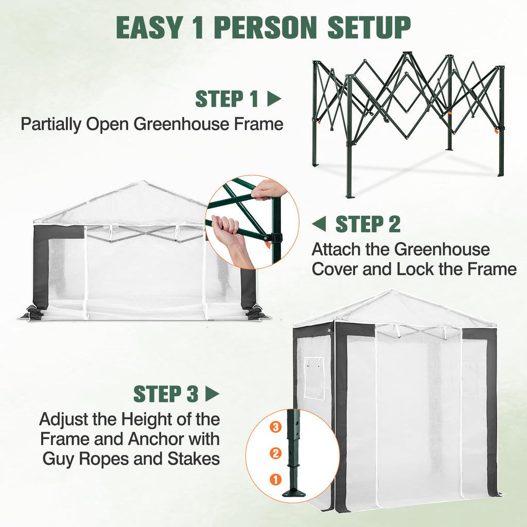 6x4 Walk in Pop Up Greenhouse, Gray/White