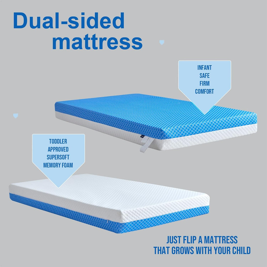Dual Sided Comfort Gel Memory Foam Breathable Baby Bed Mattress for Crib, Premium for Infant and Toddler with