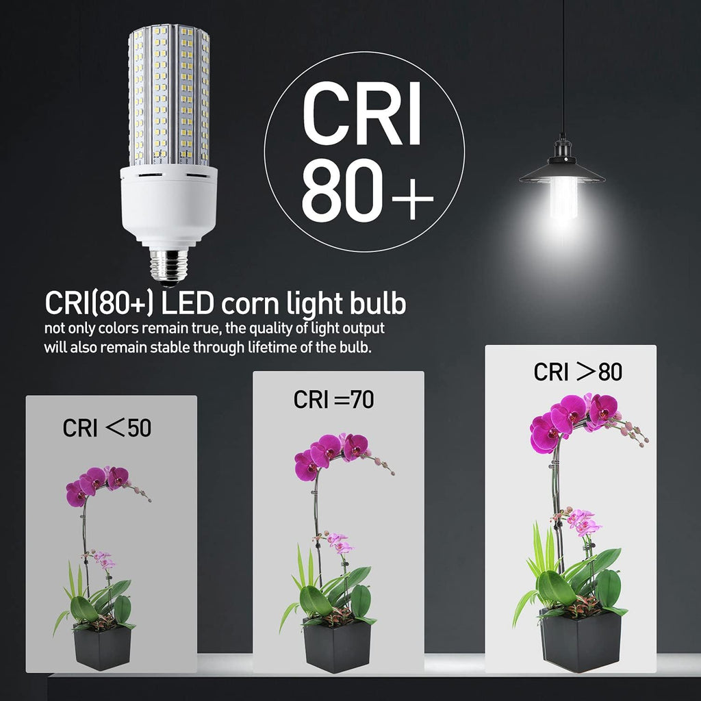 2 Pack LED Corn Light 600W Equivalent LED Corn Bulb 7500 Lumen 60W Large Area Cool Daylight White E26/E27 Medium Base