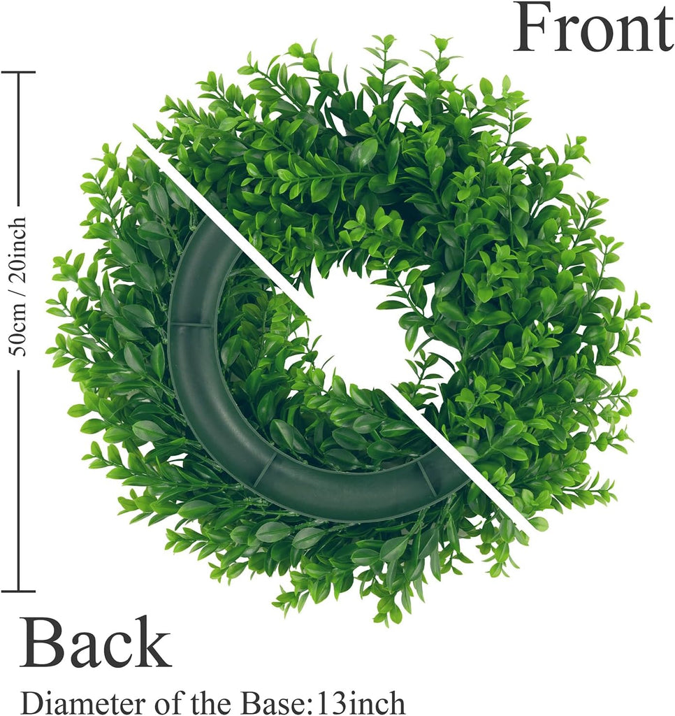 17" Front Door Boxwood Wreaths, Spring Summer Green Wreath