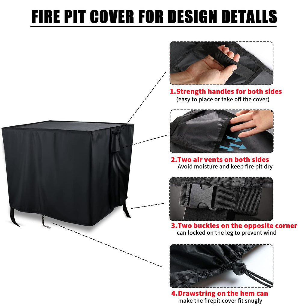 Rectangular Fire Pit Cover for Firepit Table, 40 x 28 x 25 Inch