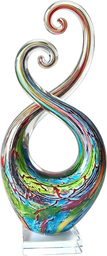 14in Hand Blown Murano Style Abstract Swirl Glass Sculpture Home Decor - Set of 60