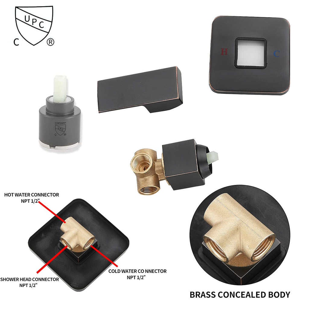 Oil Rubbed Bronze Shower Faucet Single Function Shower Trim Kit with Rough-in Valve Shower Set Bath Rainfall Shower