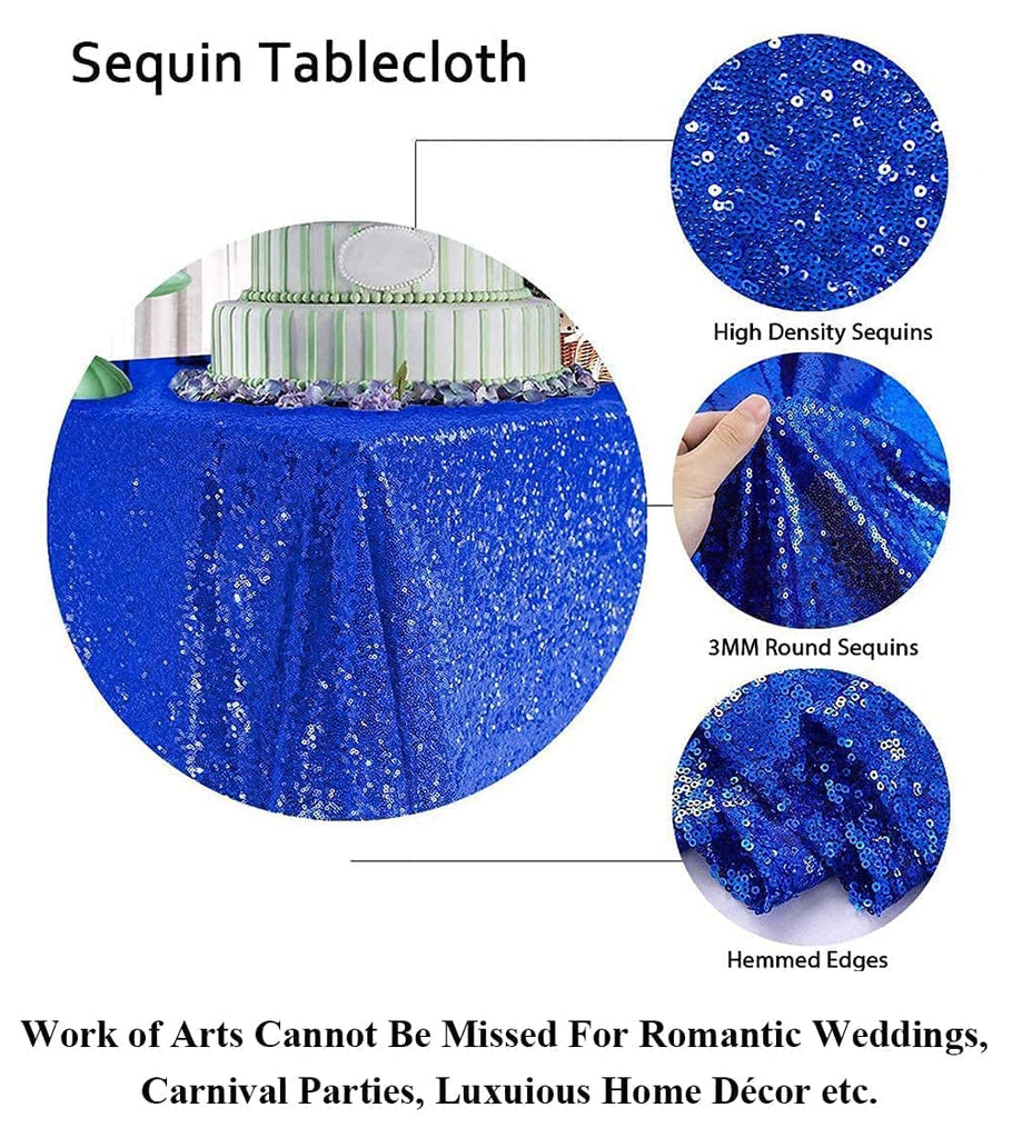 Sequin Tablecloth 50x80 Inch Royal Blue Glitter Table Cover
