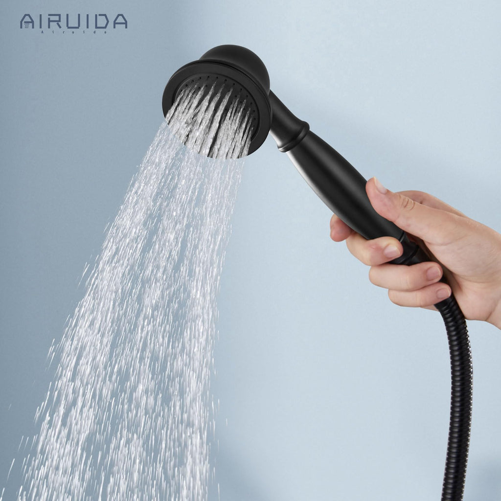 Matte Black Exposed Shower System with Handheld Spray