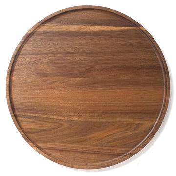 11.8" Round Wood Tray, Acacia Wooden Decorative Serving Tray for Coffee Table and Home Decor, Wooden Appetizer