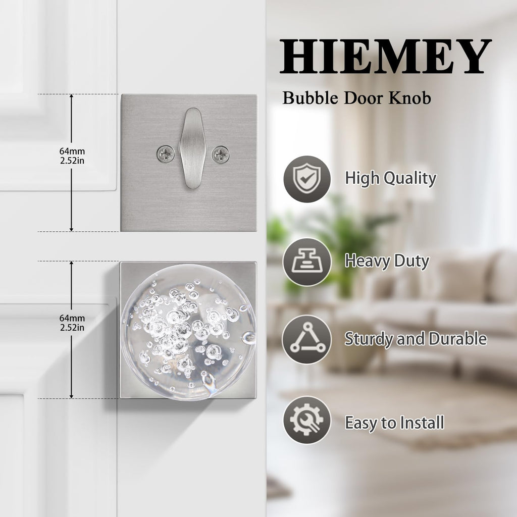 Brushed Nickel Glass Crystal Door Knobs and Deadbolt Set with Key Lock