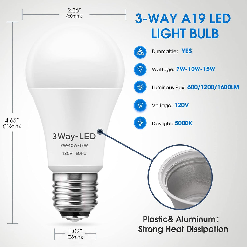 Light Bulbs, 3 Way LED Light Bulbs 50 100 150W Equivalent