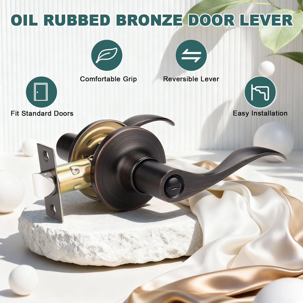 1 Pack Privacy Door Handles Interior Oil Rubbed Bronze Door Handles Bathroom Privacy Door Levers Keyless Door Hardware