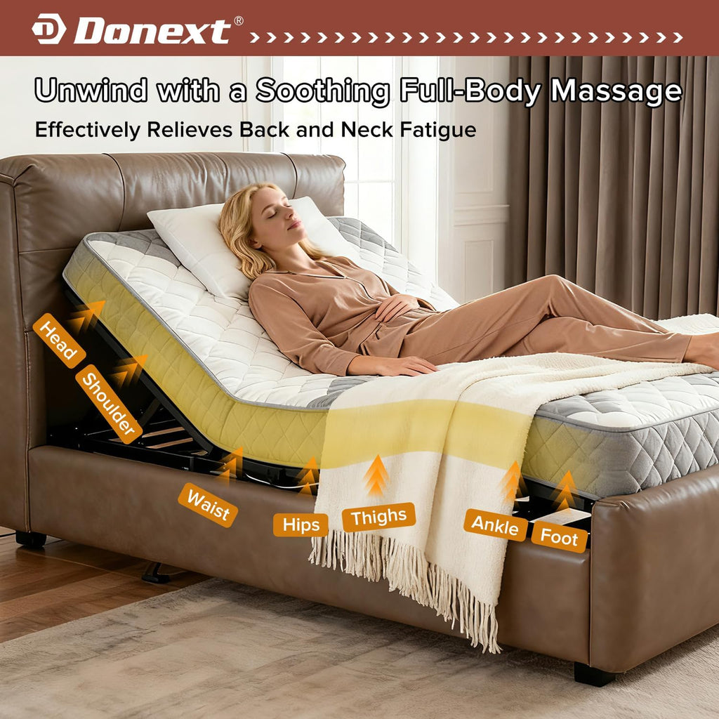 Queen Adjustable Bed Frame,4 Ports USB A&C Adjustable Bed Base with Under-Bed Nightlight, Ergonomic Electric Bed Base