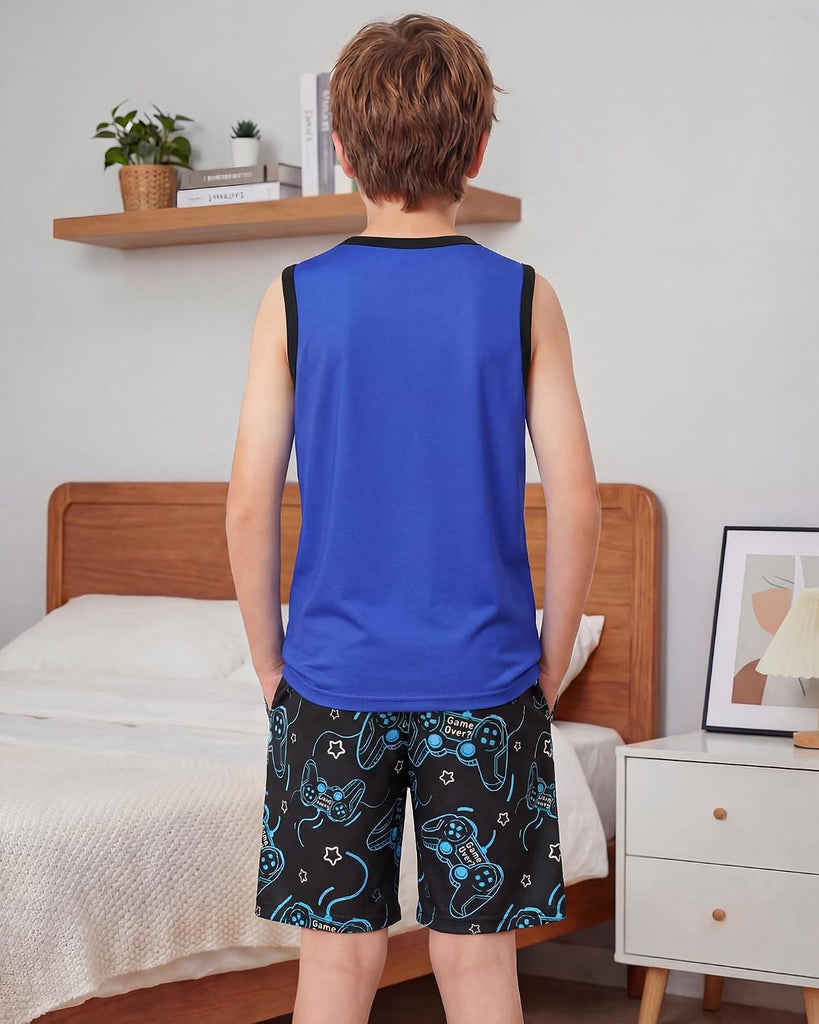 Boys Pajamas Little Big Boys Summer Pajamas Tank Tops & Shorts Cool Pjs Set Kids Sleepwear Outfits