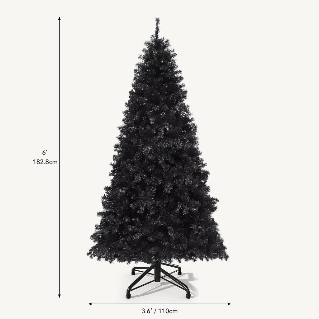 6ft Pre-lit Black Halloween Christmas Tree with Remote