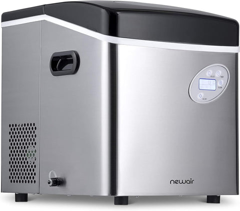 50 lb. Countertop Ice Maker | Portable Bullet Ice Machine | 12 Cubes in 7 Minutes, 3 Ice Sizes | Stainless Steel