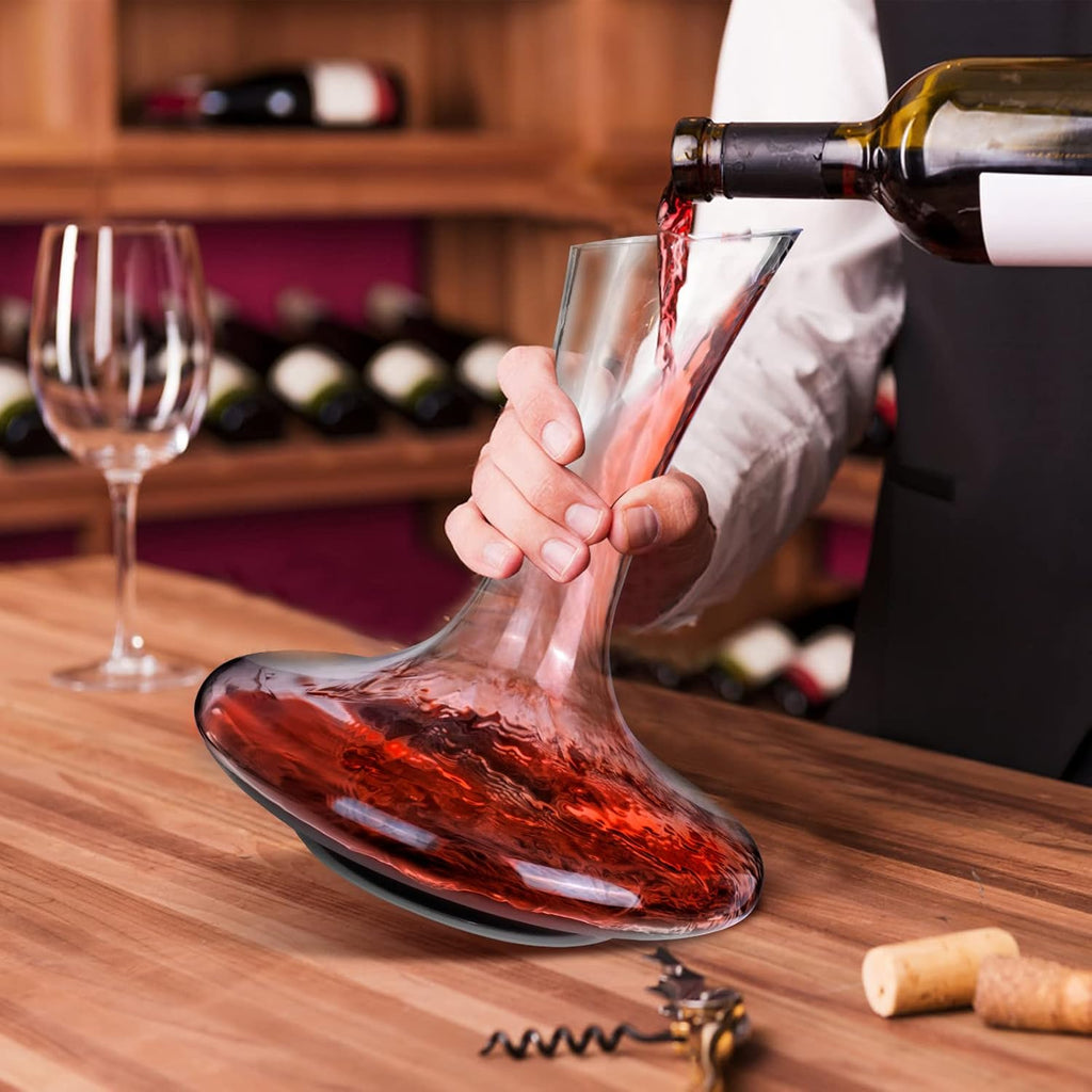 Wine Decanters, Crystal Glass Red Wine Decanter Set With Stopper and Brush,Used Aerator,Glass Carafe