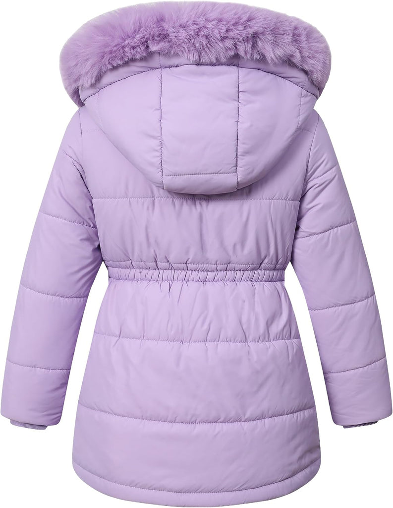 Girls Long Puffer Parka Removable Hood Kid's Winter Jacket Coats