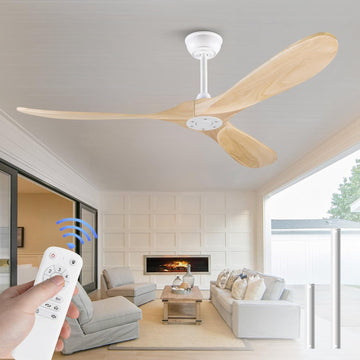 Inspired Maverick Style 60 Inch Ceiling Fan Without Light, Ceiling Fans no Lights,3 Wood Blade,Reversible DC Motor