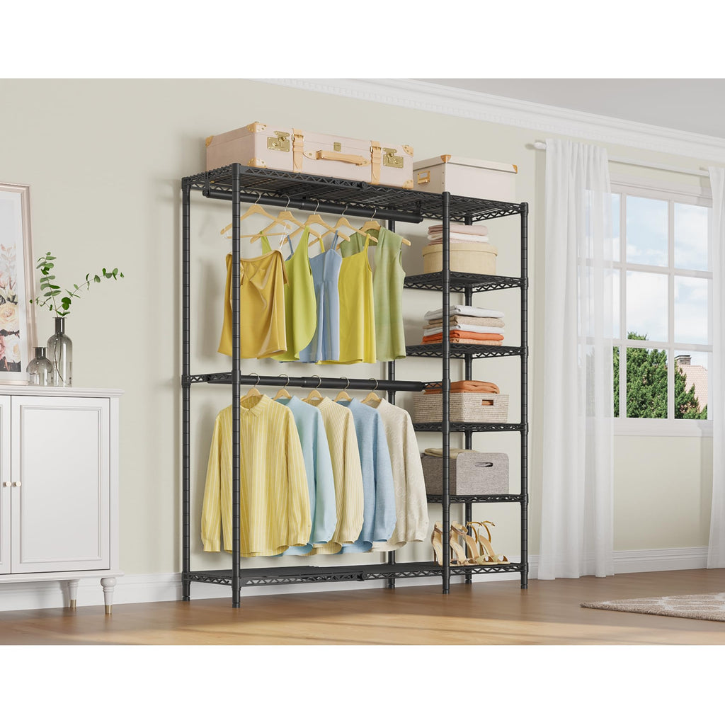 X2 Expandable Clothes Rack Portable Closet Organizer System Black