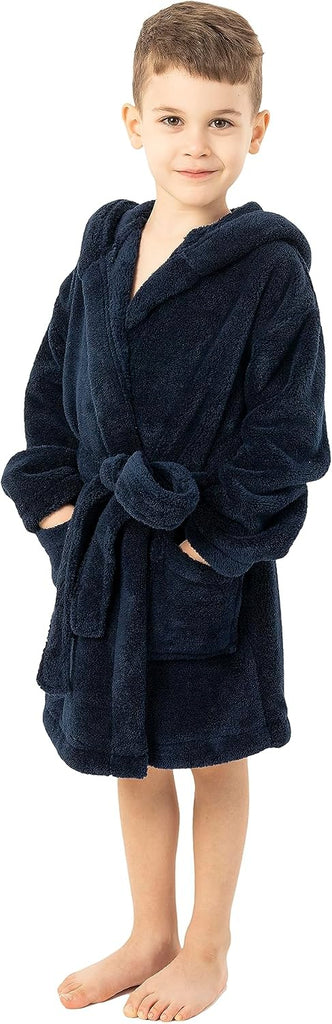 Boys Kids Microfiber Fleece Hooded Robe
