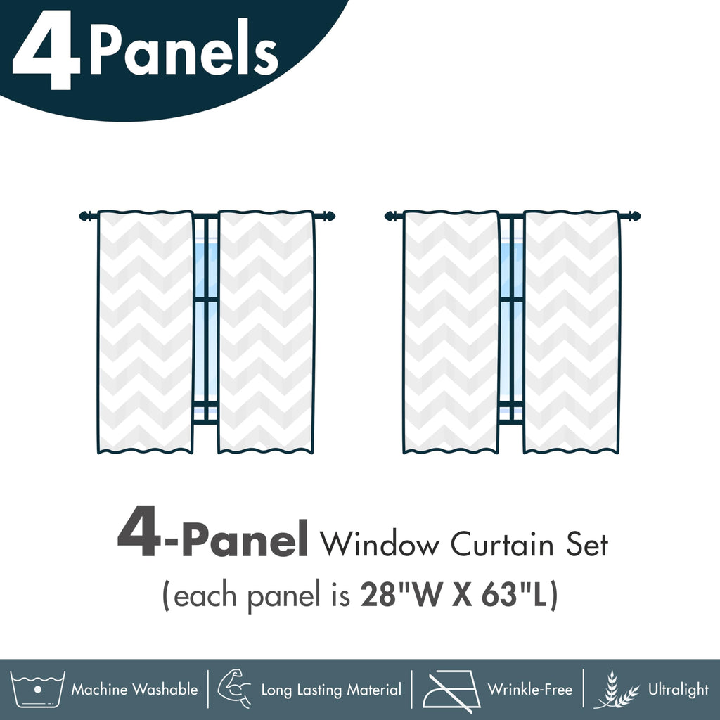 Mid Century Window Curtains Pack of 2, Retro Styled Atomic Composition Vintage Diamond Line Pattern, Lightweight Set