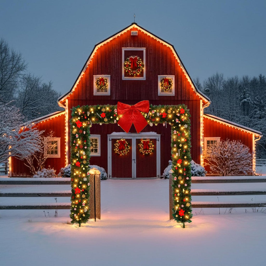 8FT Christmas Archway,Christmas Artificial Tree Archway Decoration, Realistic PVC Holiday Tree Arch Frame for Outdoor