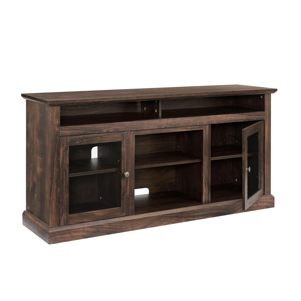 Traditional TV Stand with Glass Doors, 60''W Media Entertainment Center for TVs up to 65'', Entertainment Console
