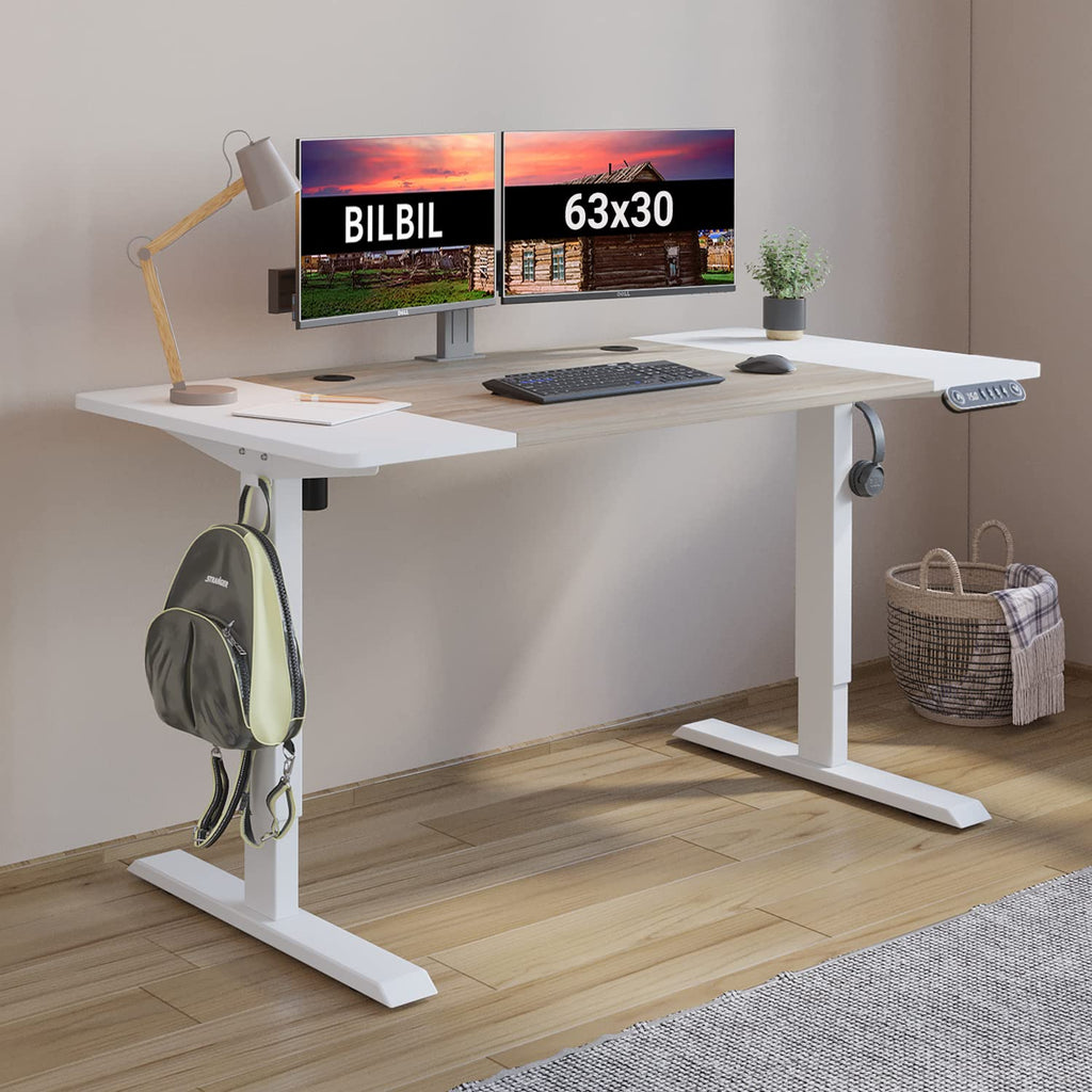 63 x 30 Inches Electric Standing Desk, Height Adjustable Sit Stand Table with Splice Board, Stand up Home Office