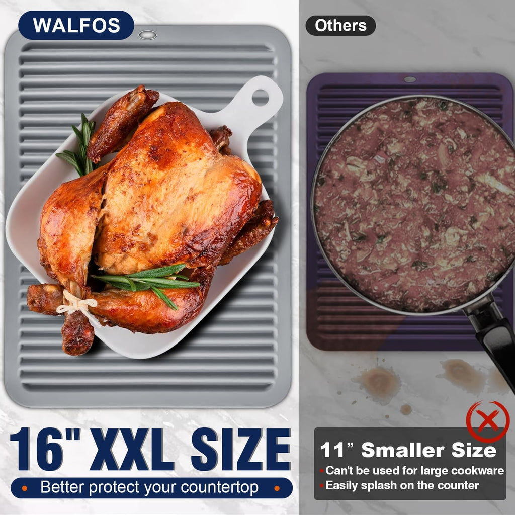 Large Silicone Trivet 16x12 Inch, Hot Pads, Heat Resistant Pot Holders Trivets for Hot Dishes, Hot Pots and Pans - Set of 2