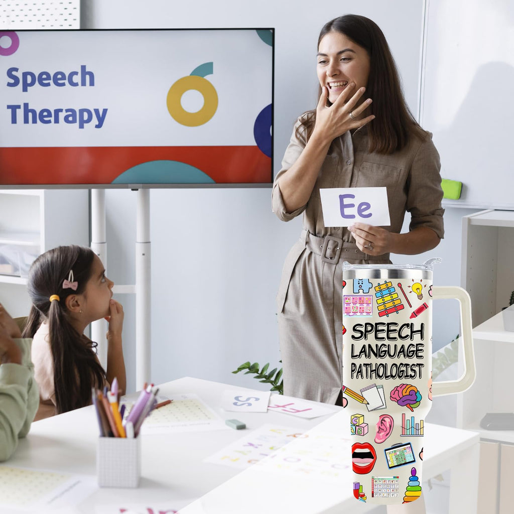 40 Oz Speech Language Pathologist Tumbler Cup Speech Therapy Gift SLP Gifts Stainless Steel Insulated Travel Coffee