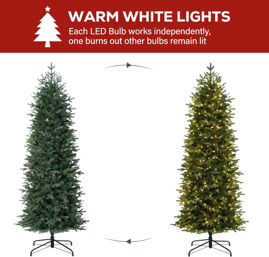 Prelit Pencil Christmas Tree with 400 Warm White LEDs