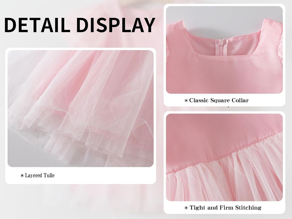 Summer Toddler Girl Dresses Tutu A Line Puffy Short Sleeve Casual Flower Girl Dress for Birthday Party 1