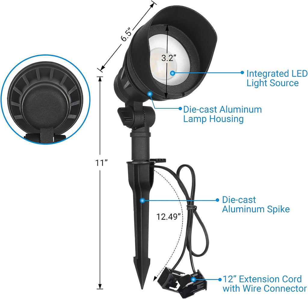 LED Low Voltage Landscape Lights, 14W 540LM 3000K 12V Aluminum Outdoor Spotlight, IP65 Waterproof Landscape Lighting