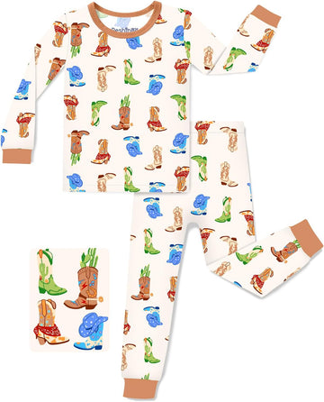 Bamboo Viscose Toddler Kids Pajamas Set, Long Sleeve Boys