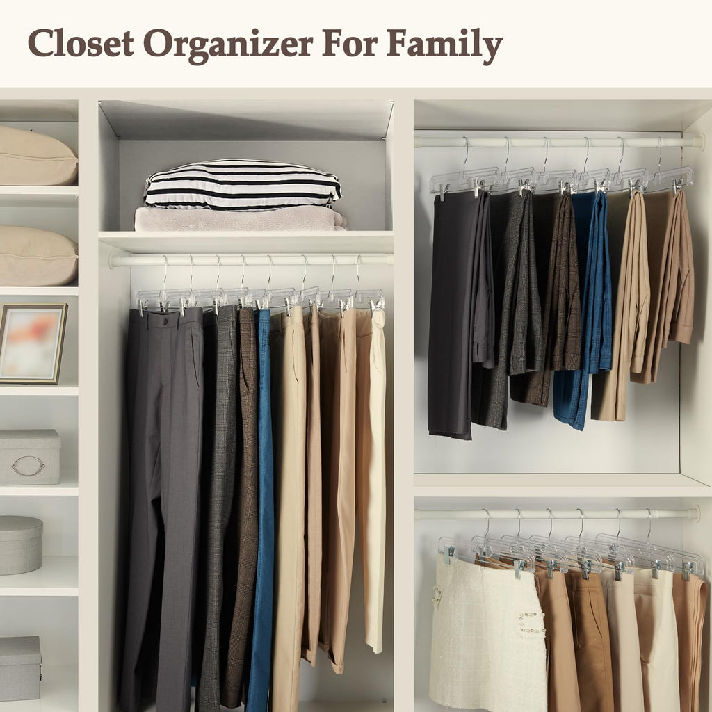 Heavy Duty Clear Pants Hangers 300 Pack, 14'' Skirt Hangers