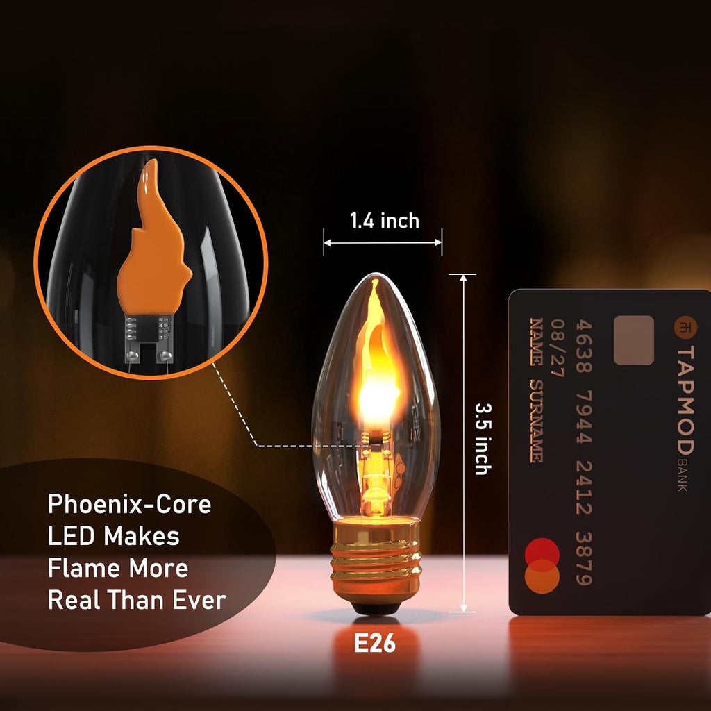 E26 LED Flickering Flame Light Bulbs, Realistic Flame Light Bulbs