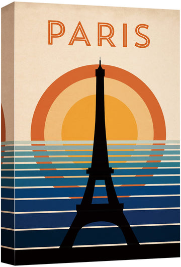 Canvas Print Wall Silhouette of Eiffel Tower in Paris, France Architecture & Maps Cities Illustrations Modern Global