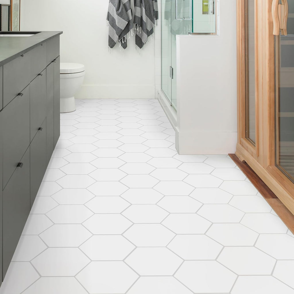 Hexley 9 in. x 10 in. Ecru Matte Porcelain Hexagon Tile Flooring