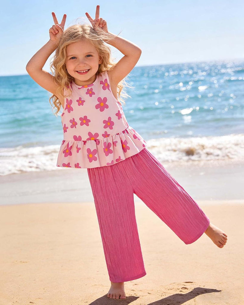 Toddler Girl Clothes Baby Girl Clothing Summer Outfit Little Matching Sleeveless Top Long Pants Set 2Pcs