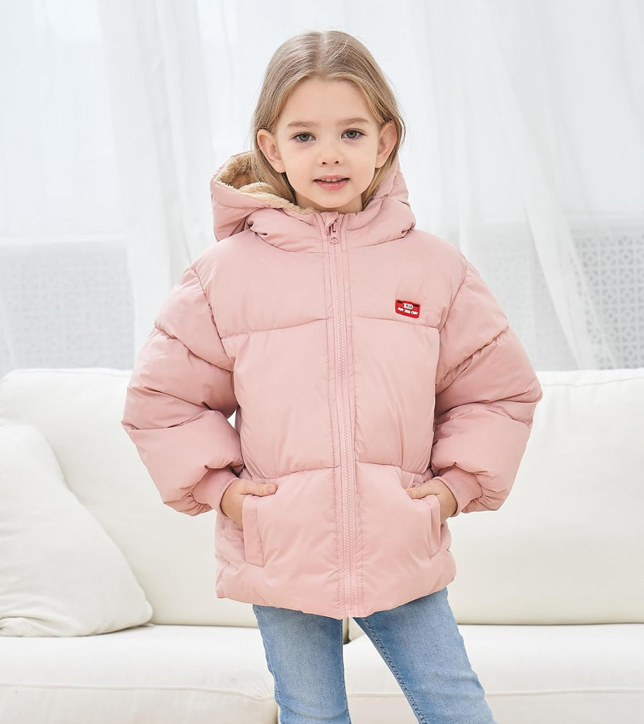Baby Hooded Puffer Jacket,Fleece Lined Winter Coat