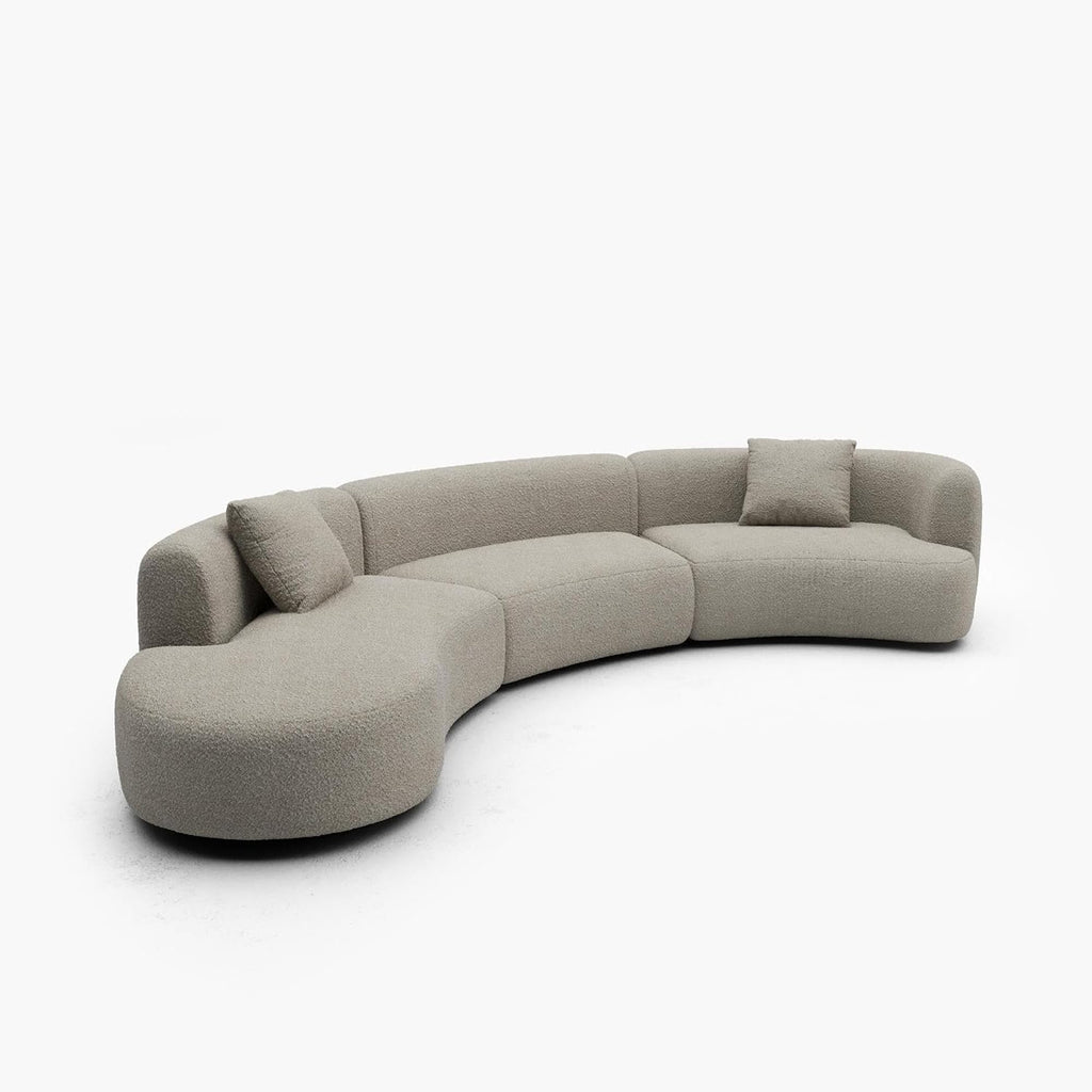 Formia Boucle Curved Sectional Sofa, 153" W Left Hand, Light Coffee