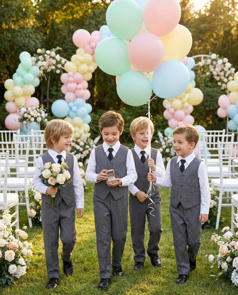 Boys Suits Kids Dress Vest Pants Set Ring Bearer Outfit