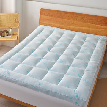 Mattress Topper Queen Size - Cooling Extra Thick Breathable Viscose Made from Bamboo Mattress pad - Soft Quilted